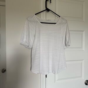 Janet+Delancey White Textured Short-Sleeve Scoop Neck Top